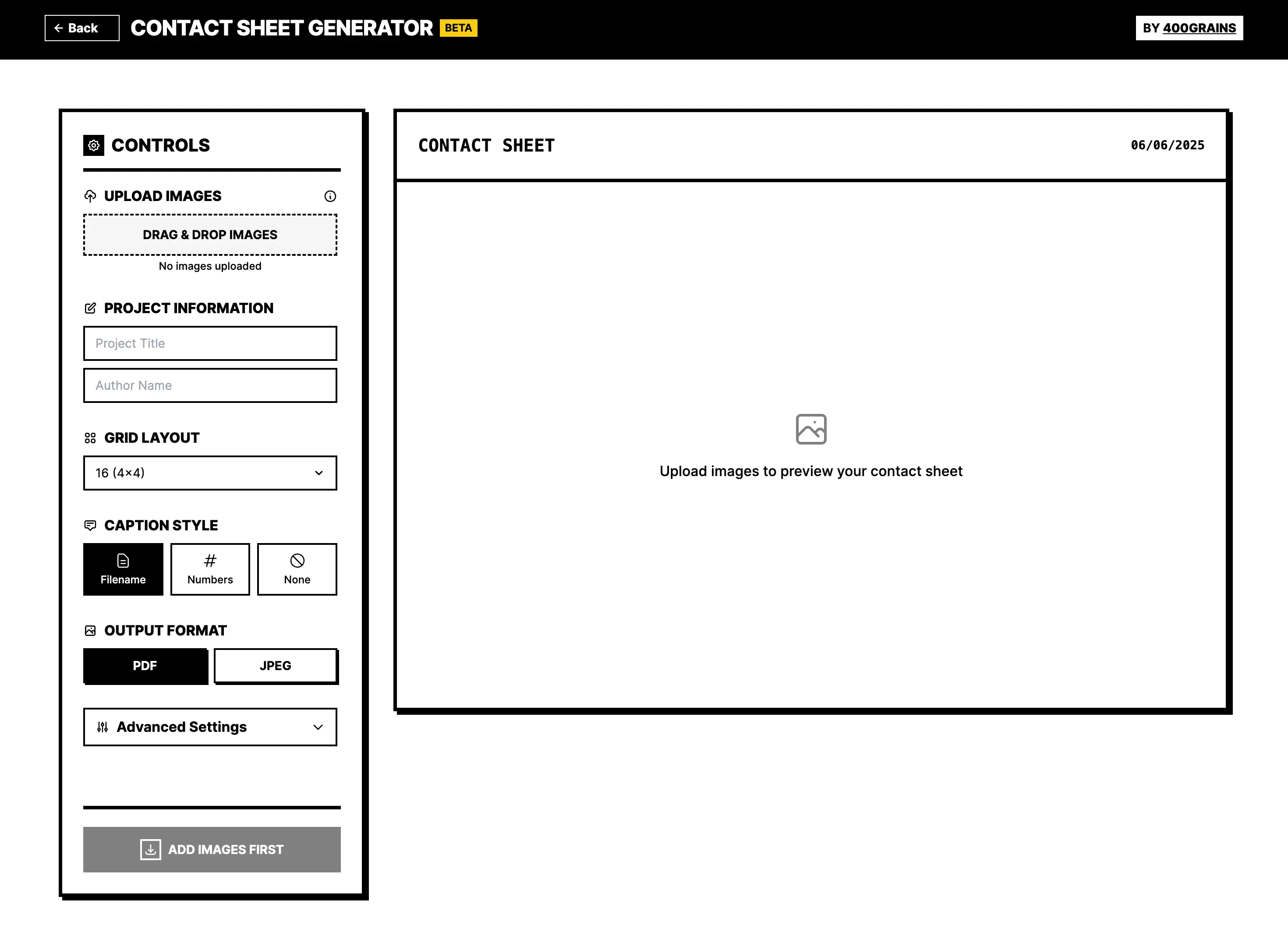 400grains tools website interface