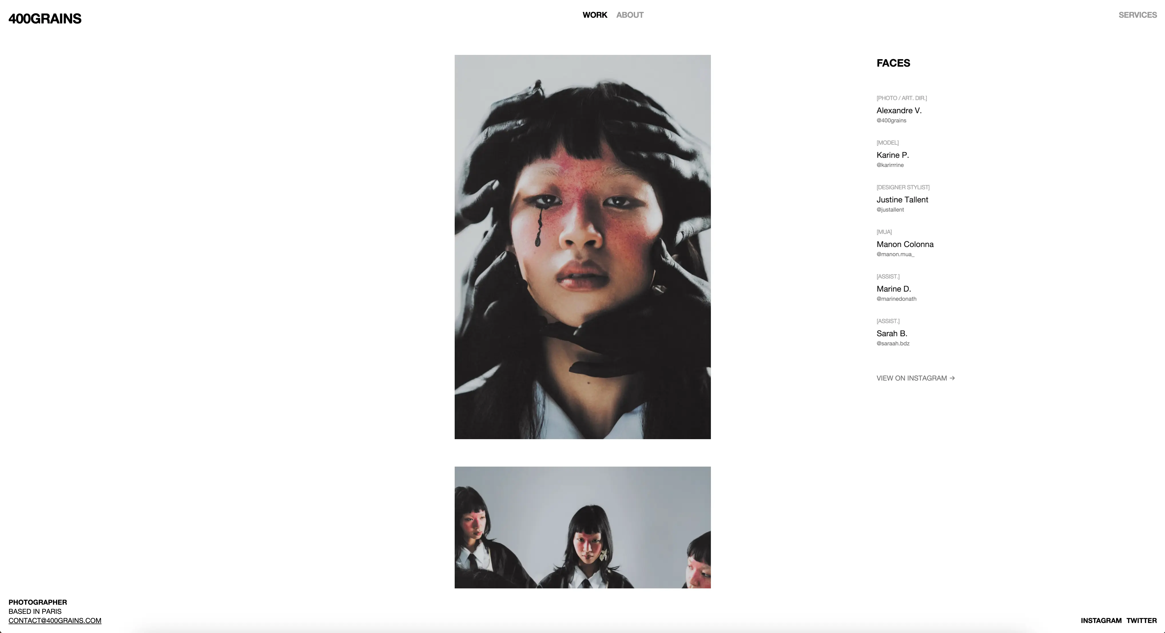 400grains photography website homepage