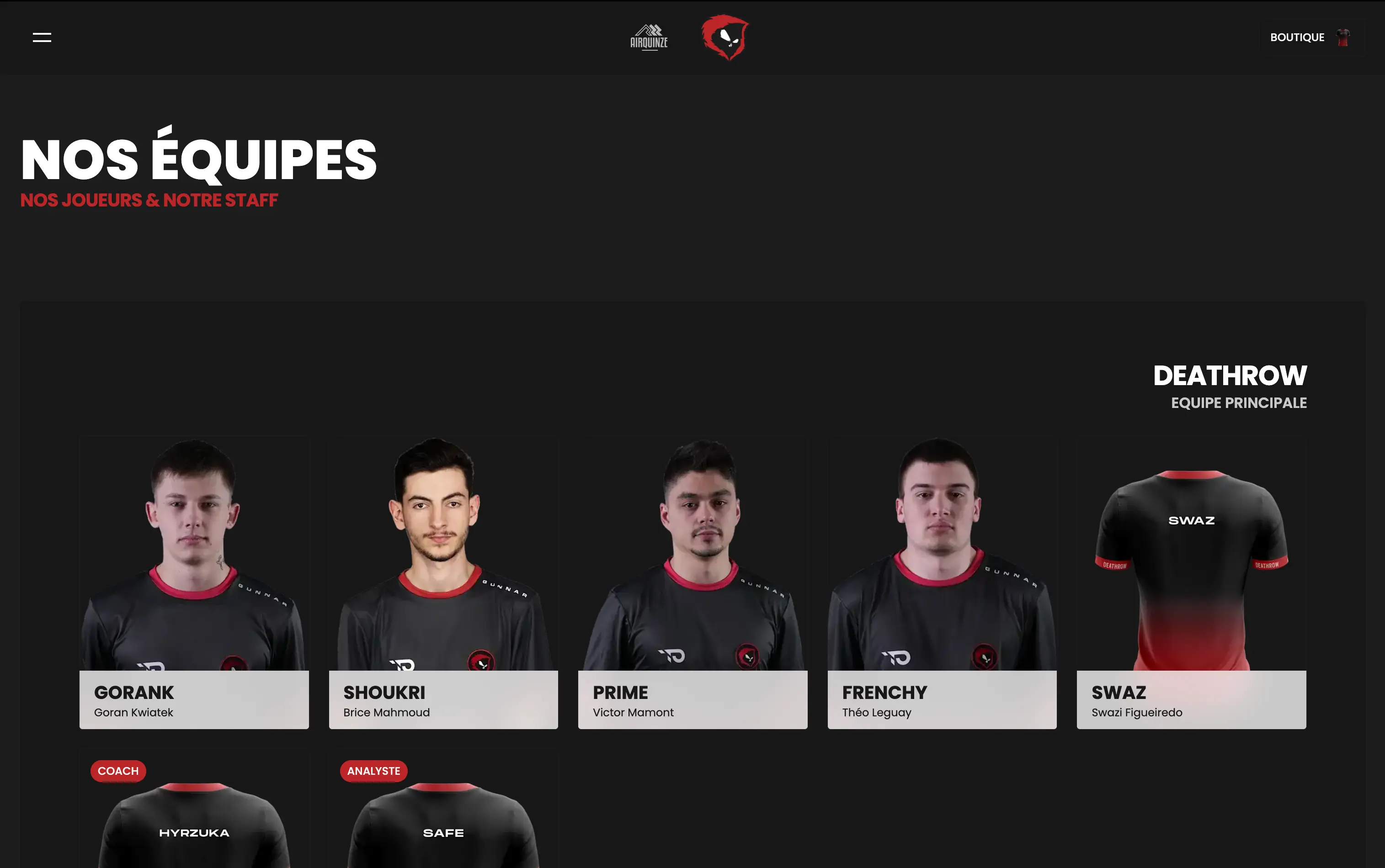 Deathrow Esport organization website